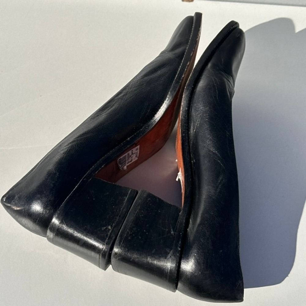 Jil Sander Vintage Black Leather Square Toe Block Heel Pumps Made in Spain 38 - Picture 5 of 13